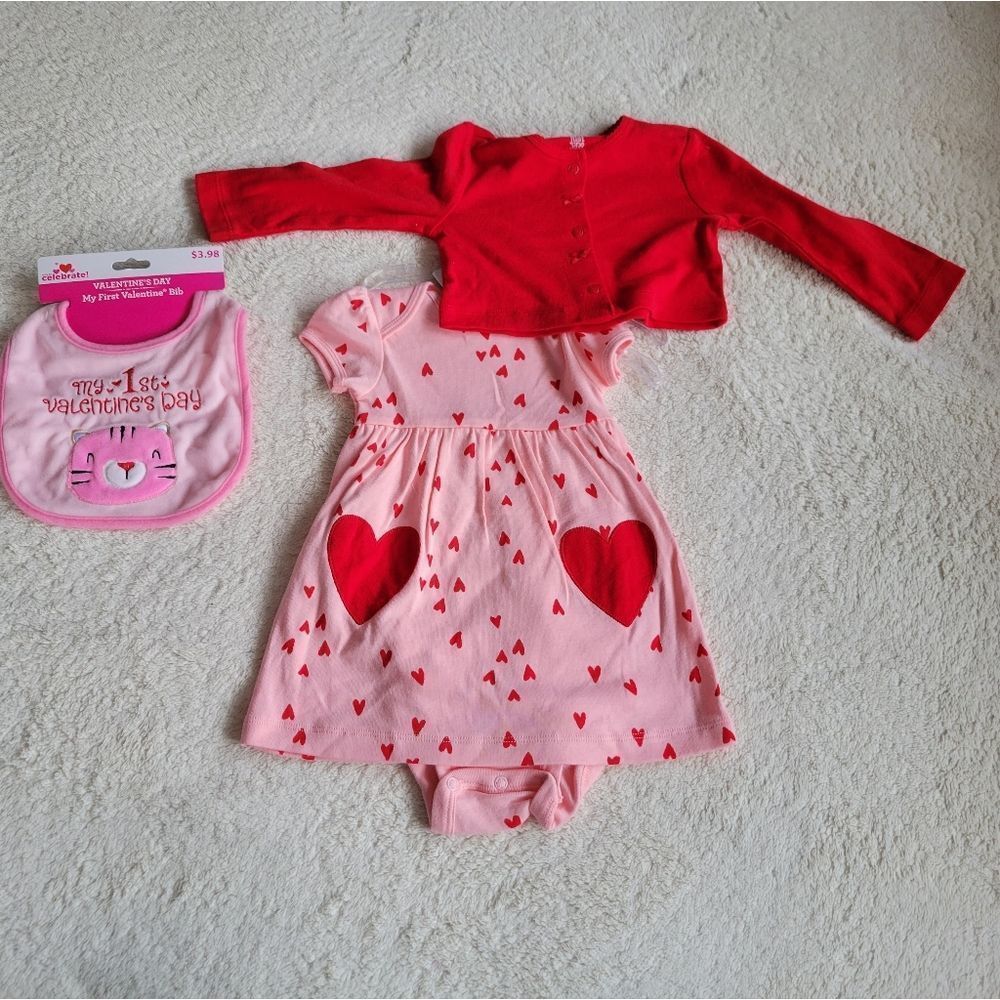 New my first Valentine's day outfit size 12 months - Picture 1 of 5